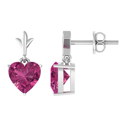 1.8 Carat Heart Shape Pink Tourmaline Drop Earrings | Earrings | Wiccan Center