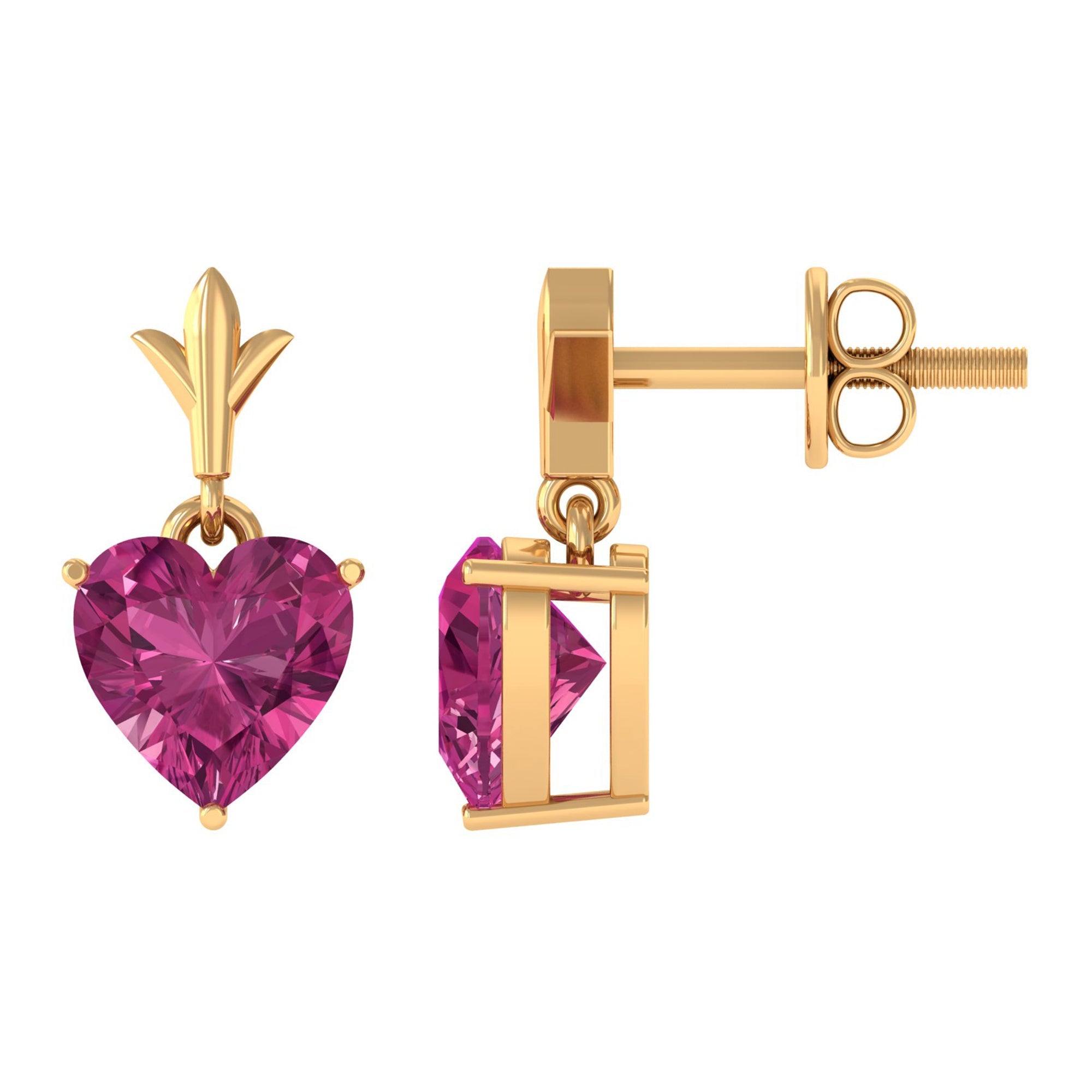 1.8 Carat Heart Shape Pink Tourmaline Drop Earrings | Earrings | Wiccan Center