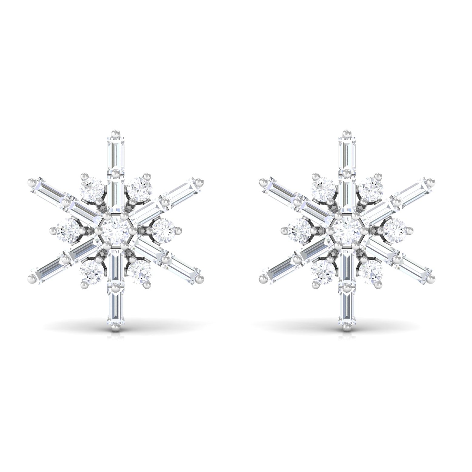 Minimal Diamond Snowflake Stud Earrings