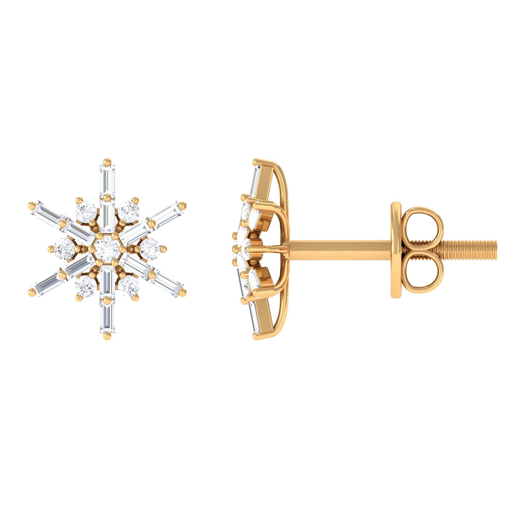 Minimal Diamond Snowflake Stud Earrings | Earrings | Wiccan Center