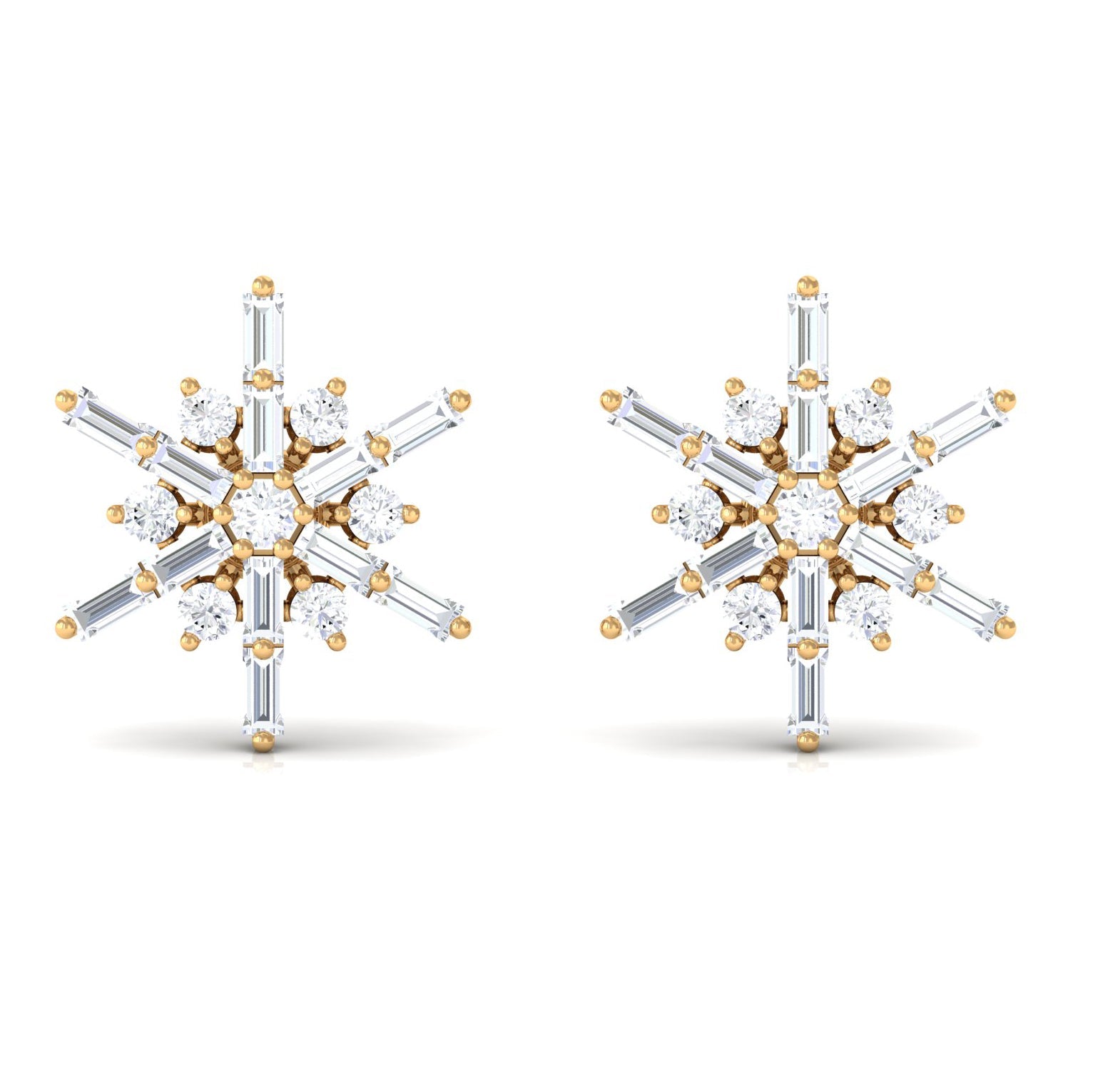 Minimal Diamond Snowflake Stud Earrings
