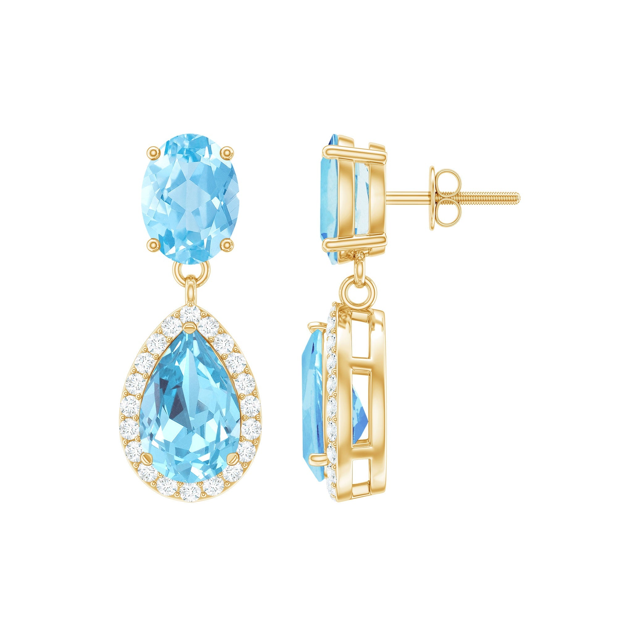 Certified Aquamarine and Diamond Dangle Drop Earrings | Earrings | Wiccan Center