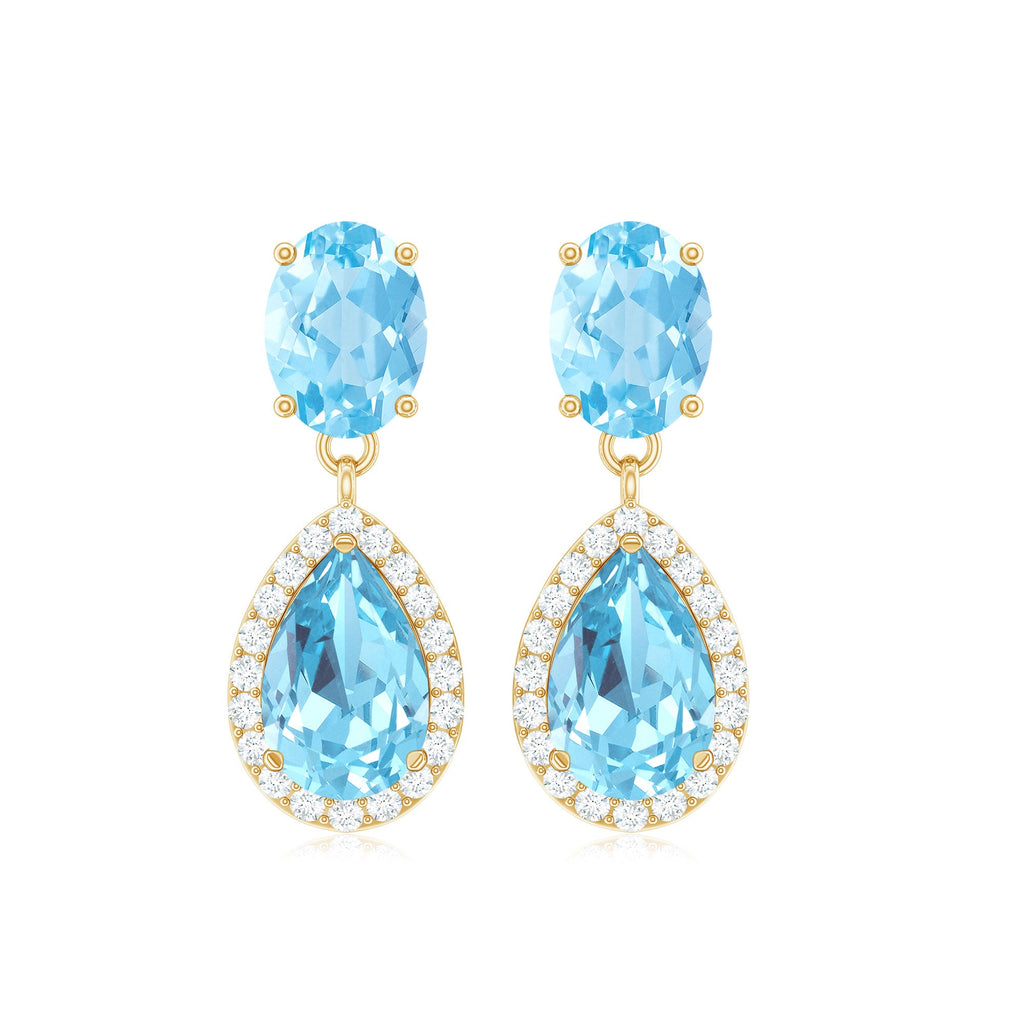 Certified Aquamarine and Diamond Dangle Drop Earrings