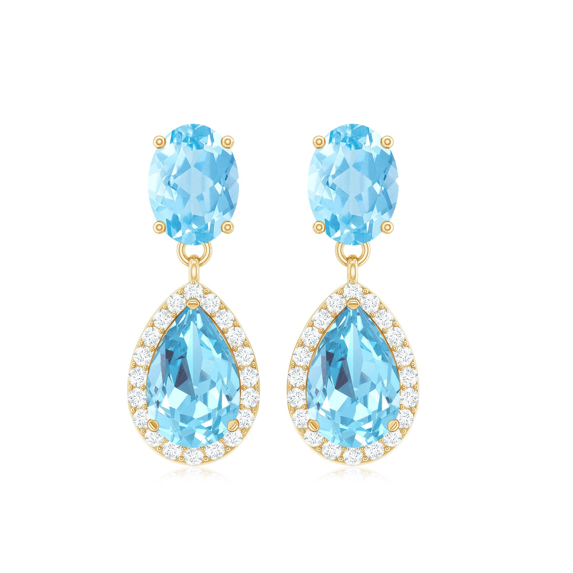 Certified Aquamarine and Diamond Dangle Drop Earrings