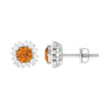 1 Carat Classic Yellow Citrine and Diamond Halo Stud Earrings