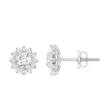 Certified Round Cut Moissanite Halo Stud Earrings for Women