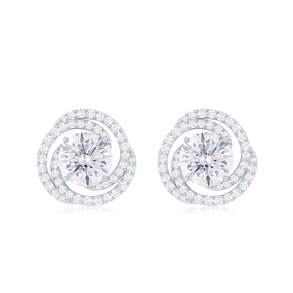 1.9 Carat Moissanite Swirl Stud Earrings with Screw Backs
