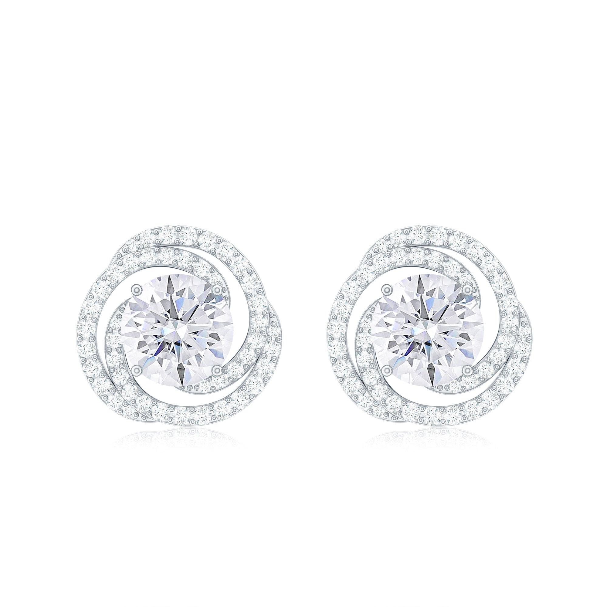 1.9 Carat Moissanite Swirl Stud Earrings with Screw Backs