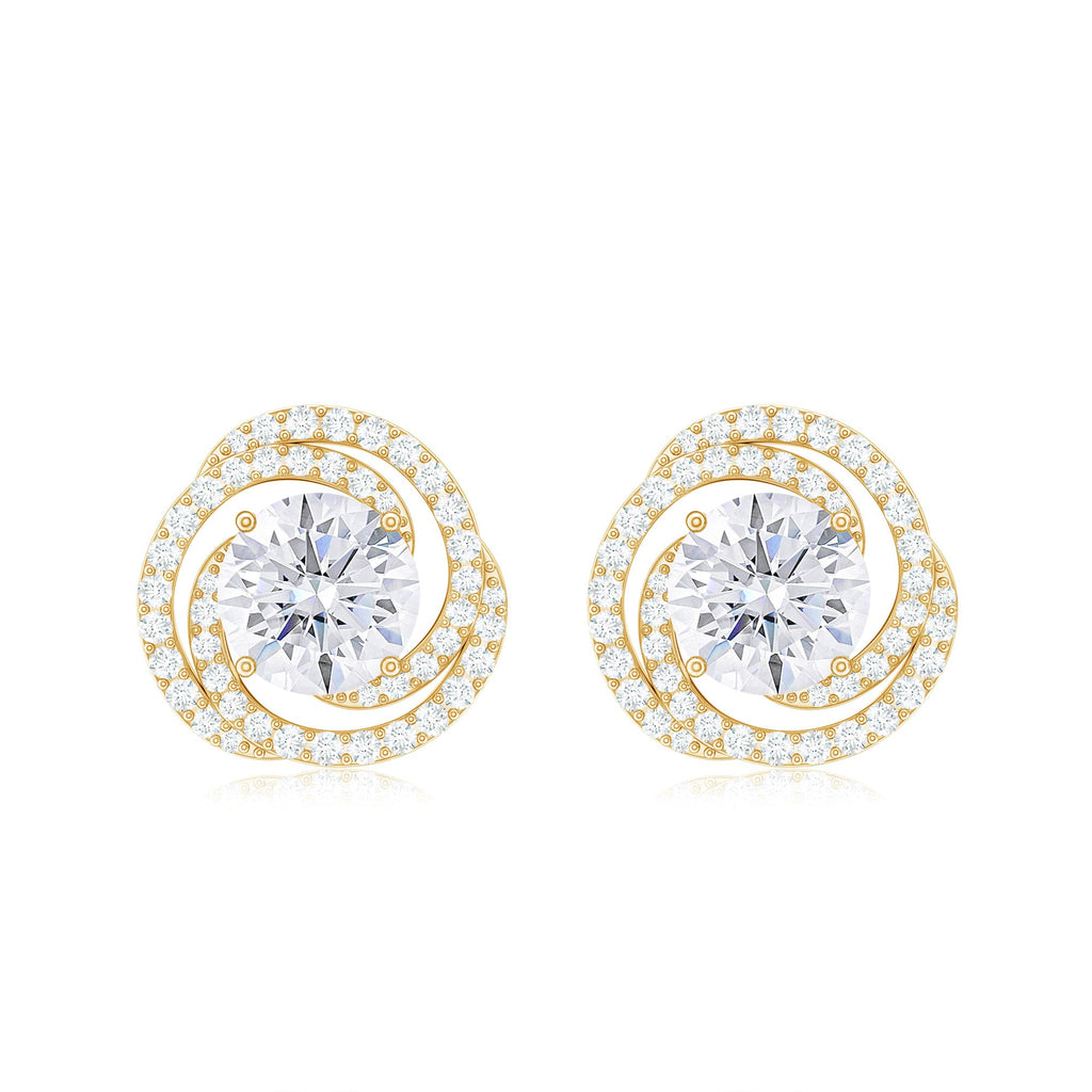1.9 Carat Moissanite Swirl Stud Earrings with Screw Backs
