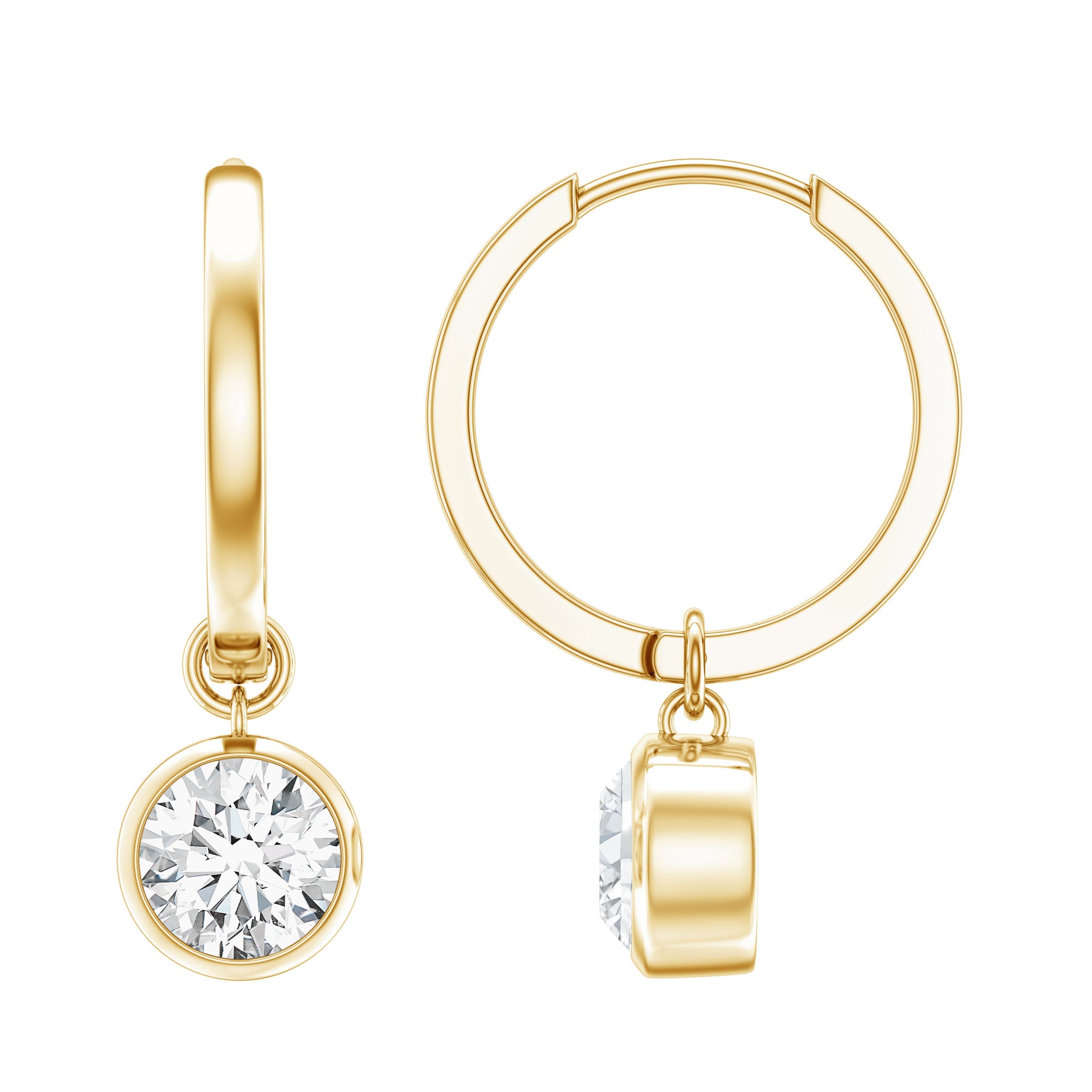 Bezel Set Moissanite and Hinged Hoop Earrings | Earrings | Wiccan Center