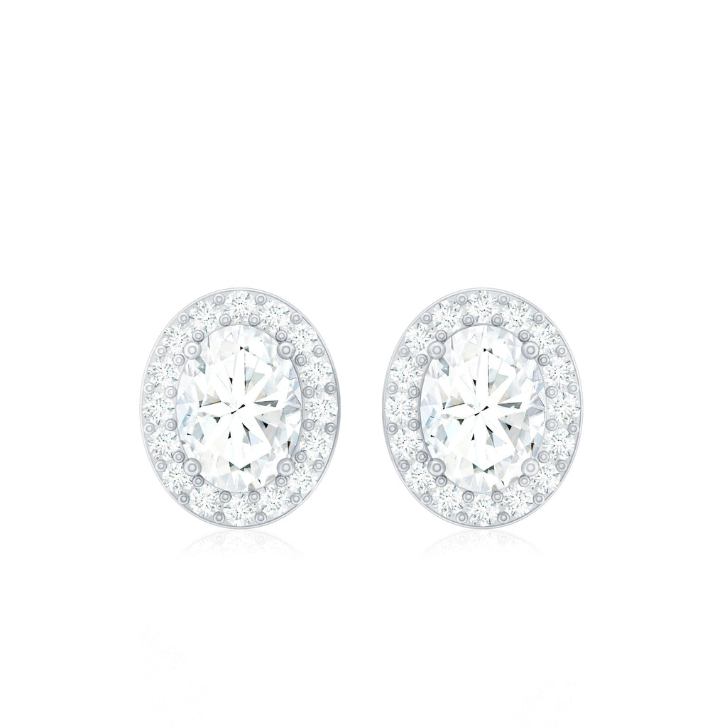 Halo Diamond Earrings With Screw Back
