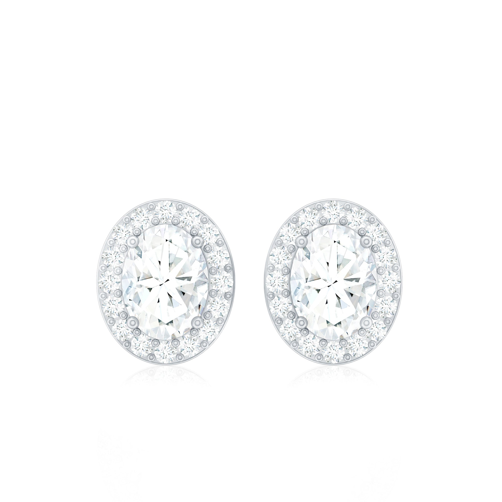 Halo Diamond Earrings With Screw Back