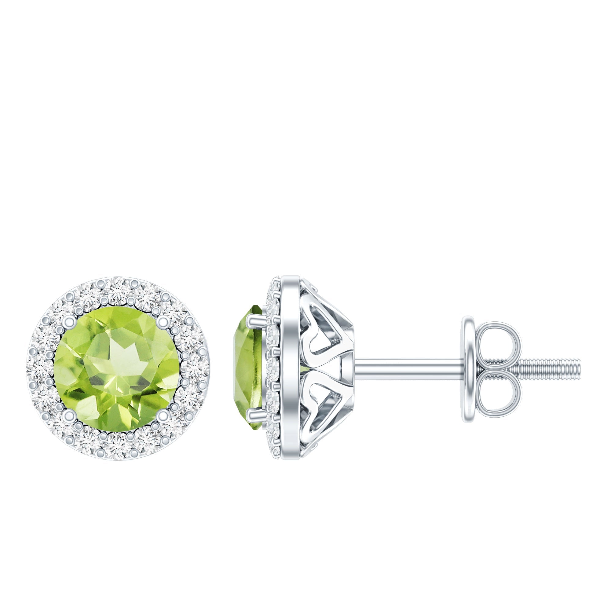 Classic Peridot and Diamond Stud Earrings For Women