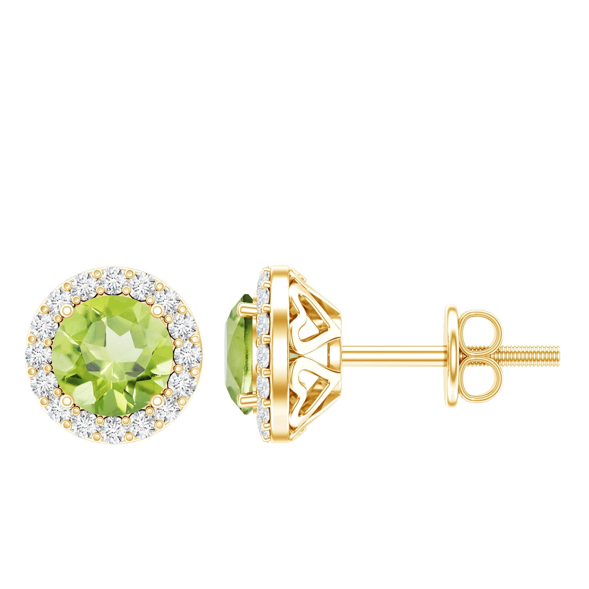 Classic Peridot and Diamond Stud Earrings For Women | Earrings | Wiccan Center