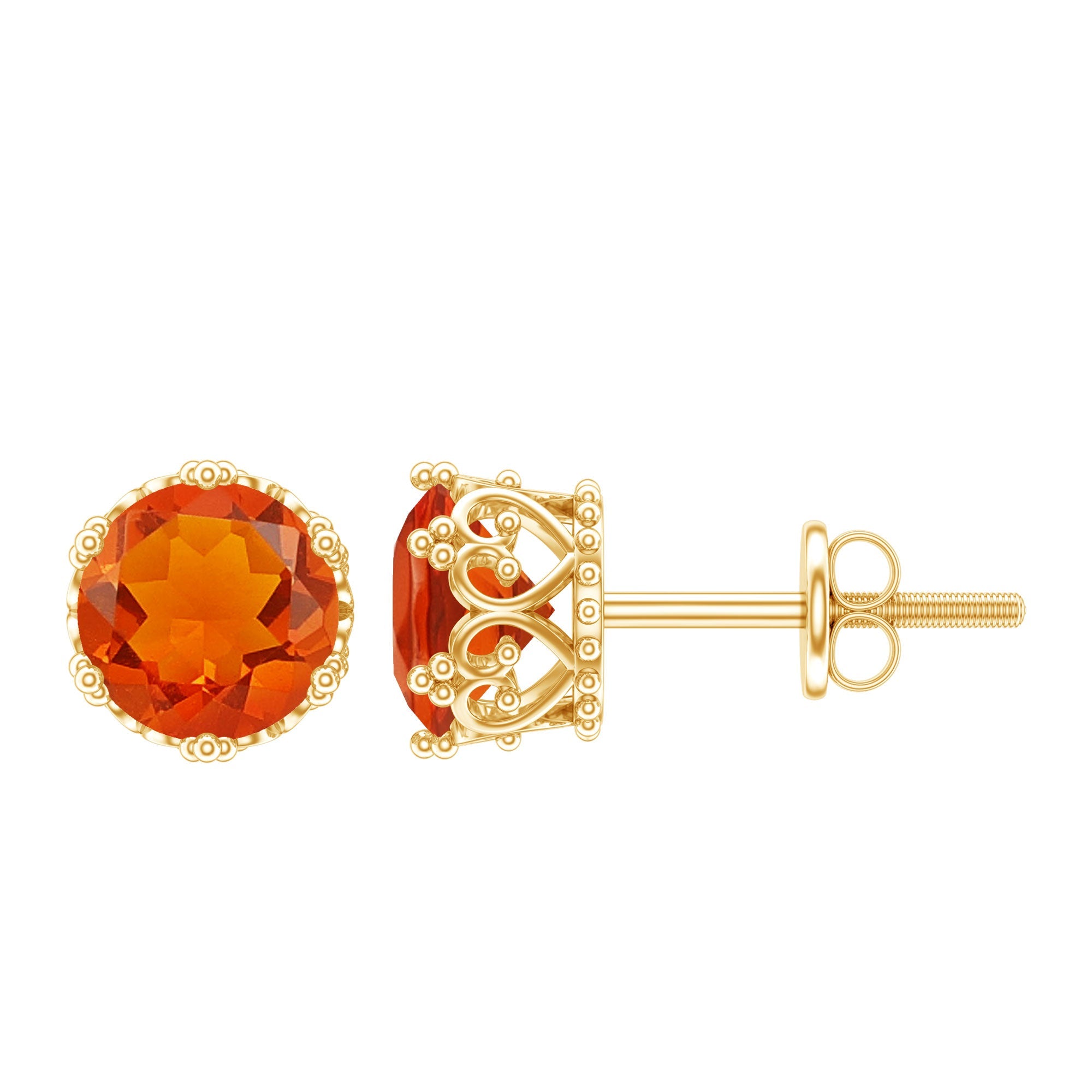 1.5 Carat Fire Opal Solitaire Crown Stud Earrings | Earrings | Wiccan Center