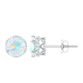 Natural Ethiopian Opal Crown Stud Earrings with Screw Back