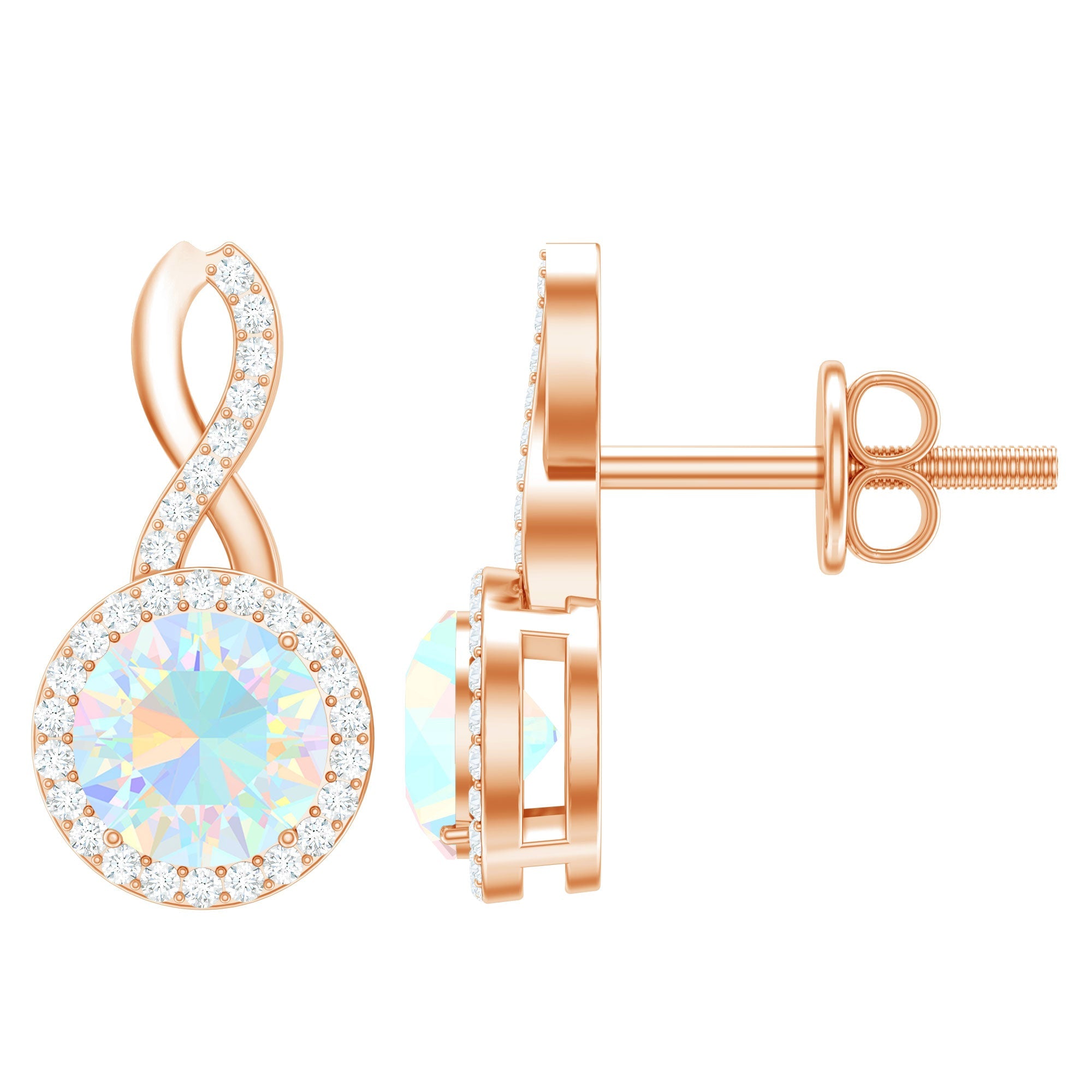 1 Carat Ethiopian Opal and Diamond Infinity Stud Earrings | Earrings | Wiccan Center