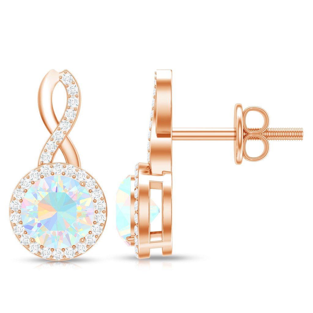 1 Carat Ethiopian Opal and Diamond Infinity Stud Earrings