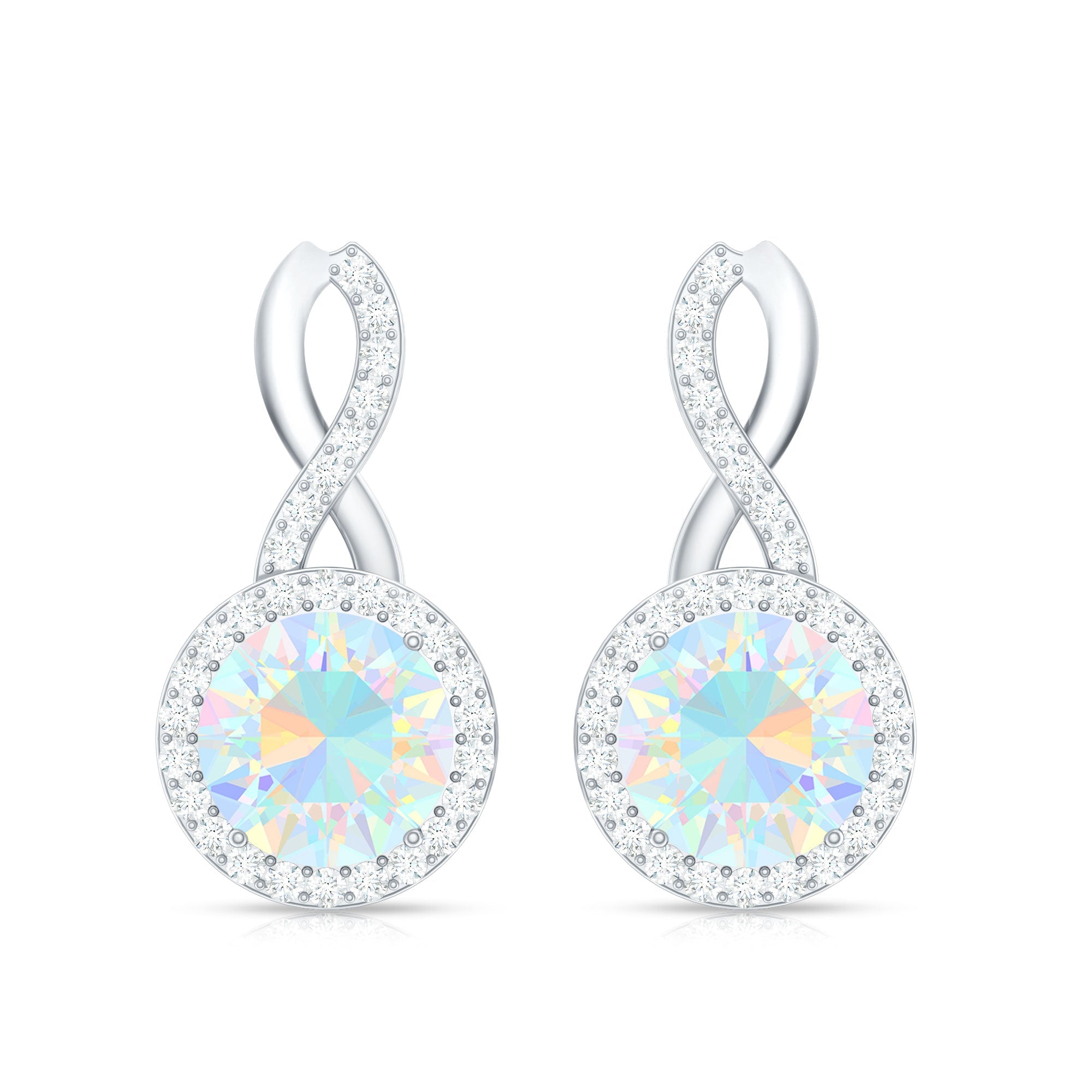 1 Carat Ethiopian Opal and Diamond Infinity Stud Earrings
