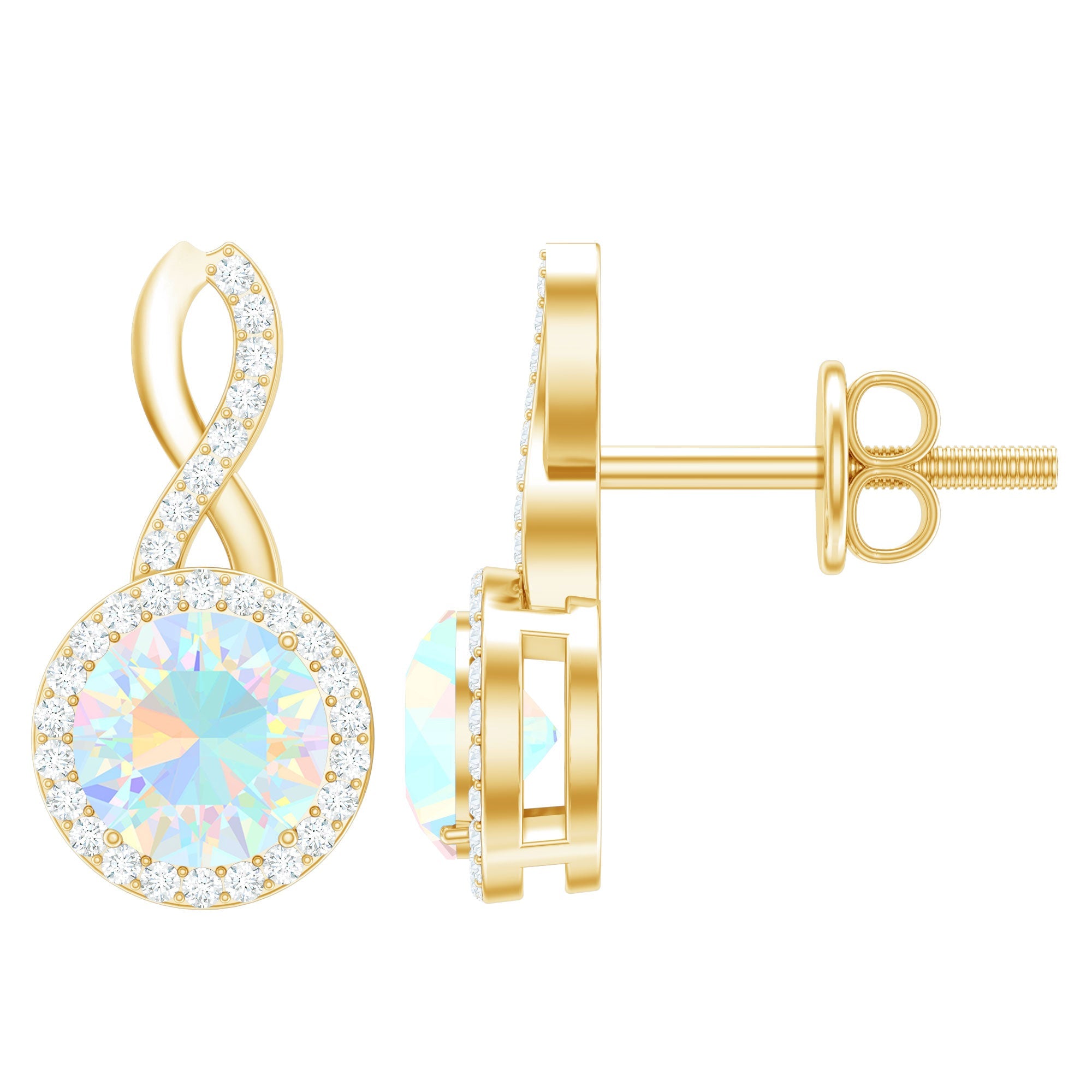 1 Carat Ethiopian Opal and Diamond Infinity Stud Earrings | Earrings | Wiccan Center