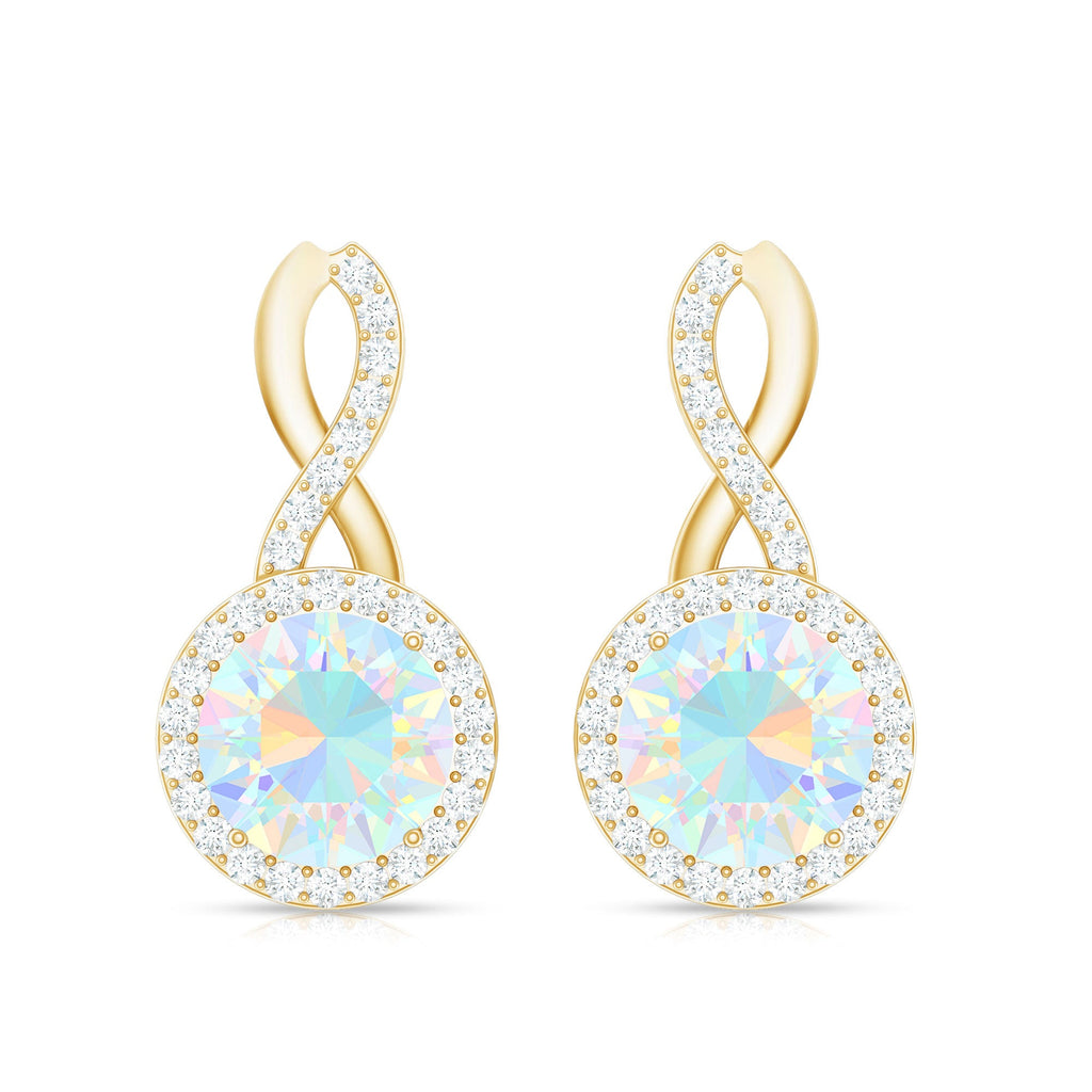 1 Carat Ethiopian Opal and Diamond Infinity Stud Earrings