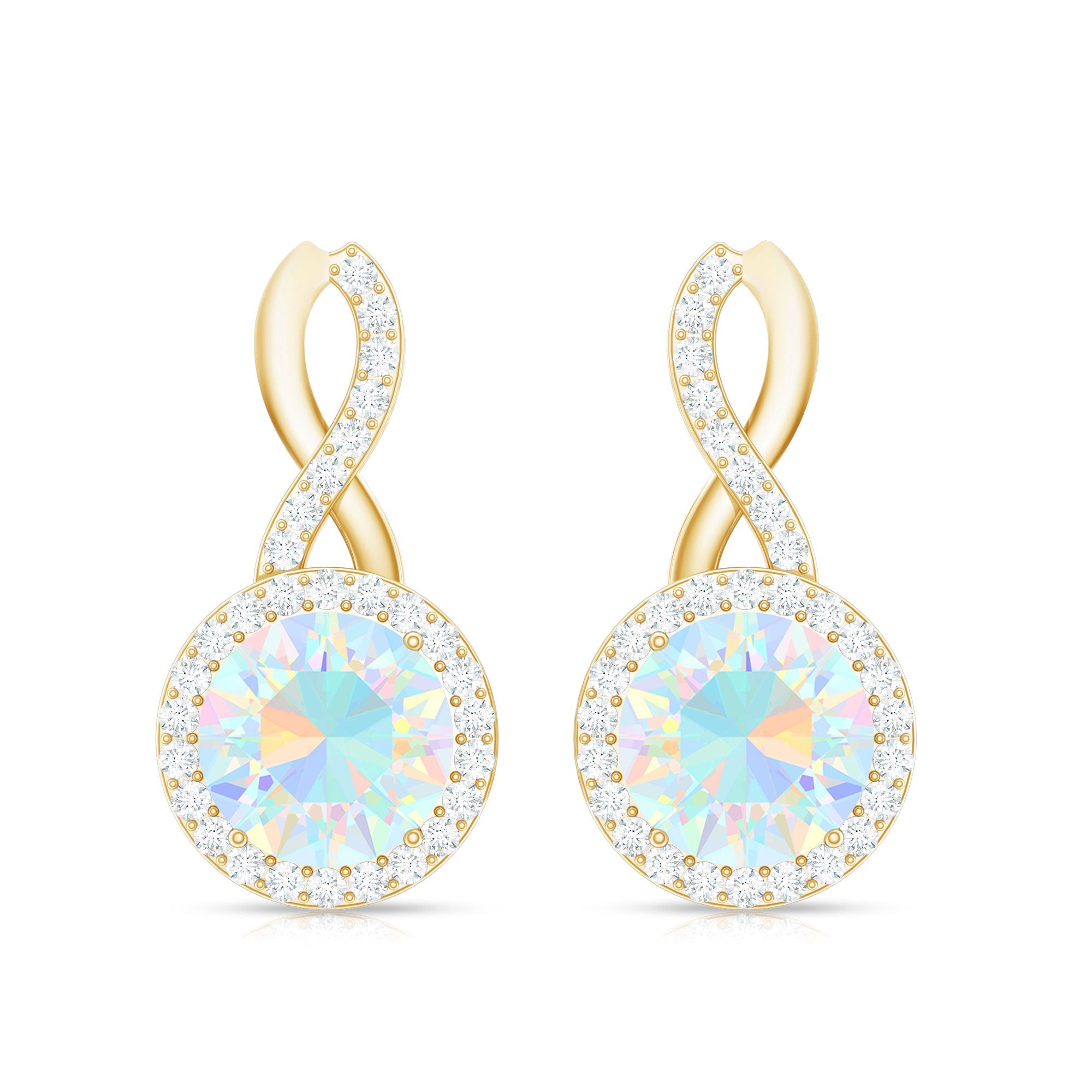 1 Carat Ethiopian Opal and Diamond Infinity Stud Earrings