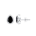 Natural 1.2 Carat Pear Shape Black Spinel Earrings with Diamond Halo