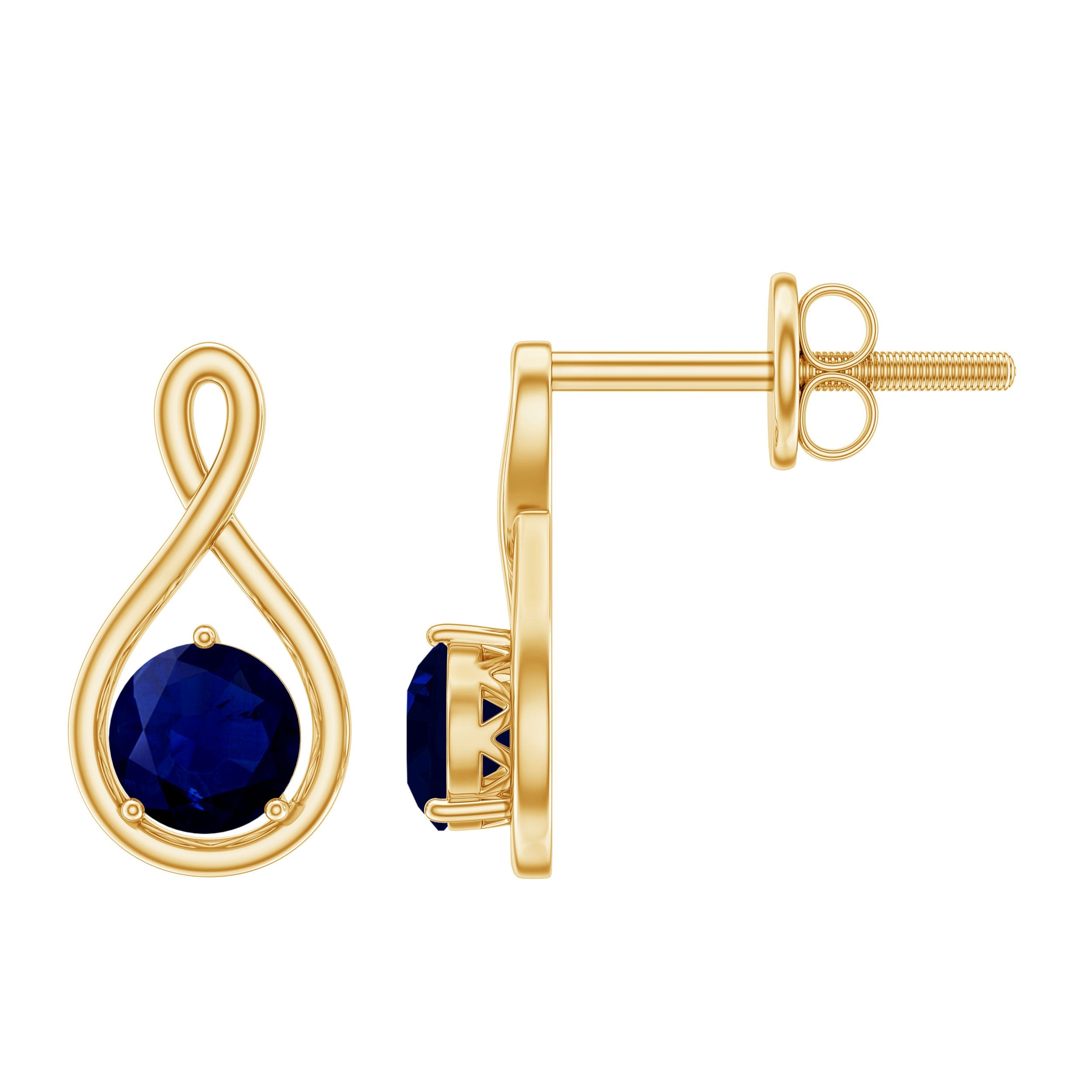 0.8 Carat Round Cut Blue Sapphire Solitaire Infinity Stud Earrings | Earrings | Wiccan Center