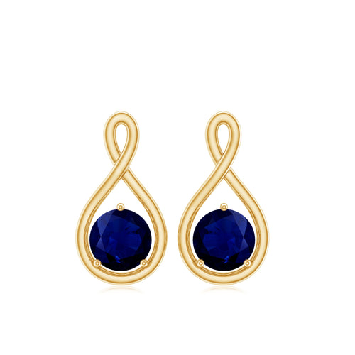 0.8 Carat Round Cut Blue Sapphire Solitaire Infinity Stud Earrings | Earrings | Wiccan Center