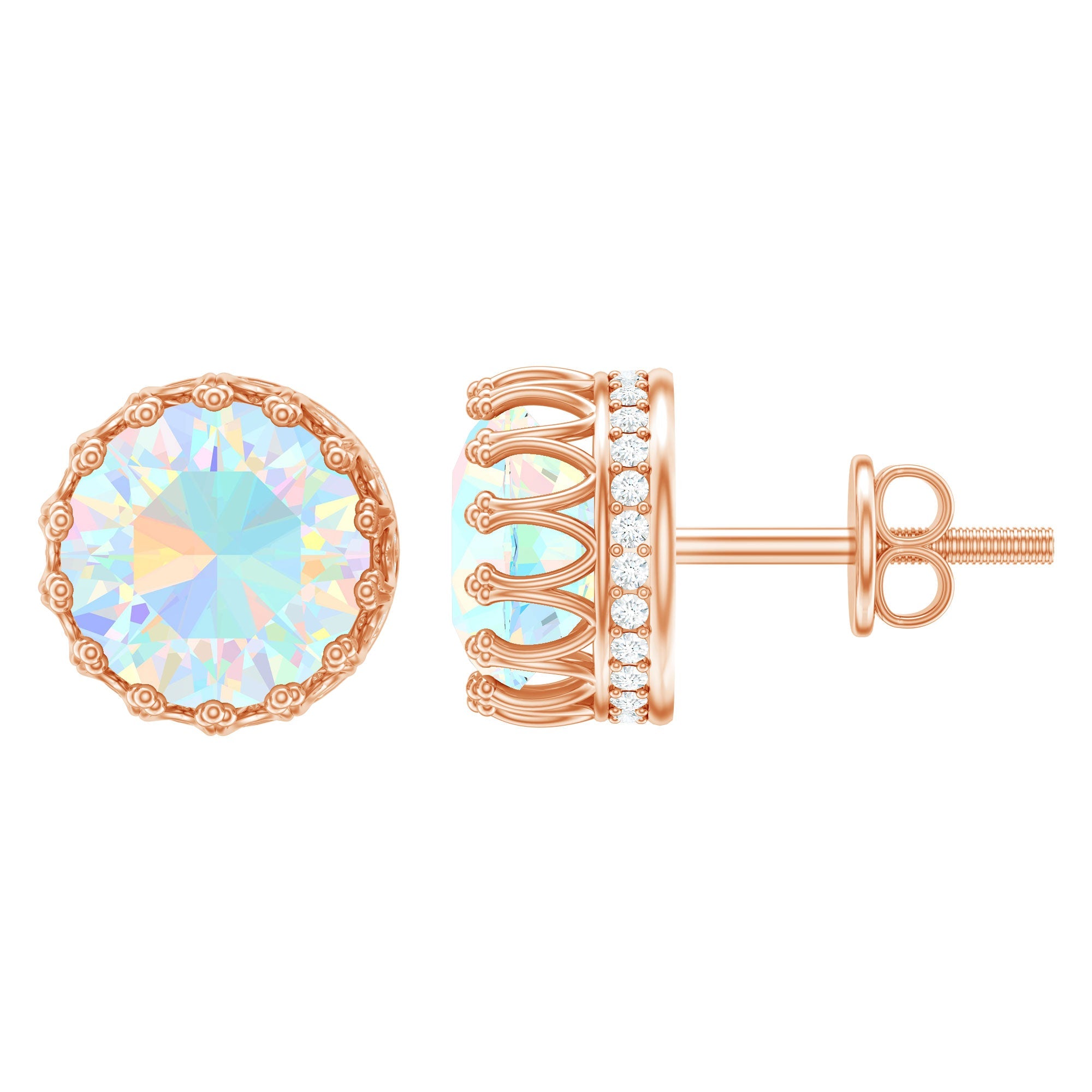 Real Ethiopian Opal Crown Stud Earrings with Certificate | Earrings | Wiccan Center