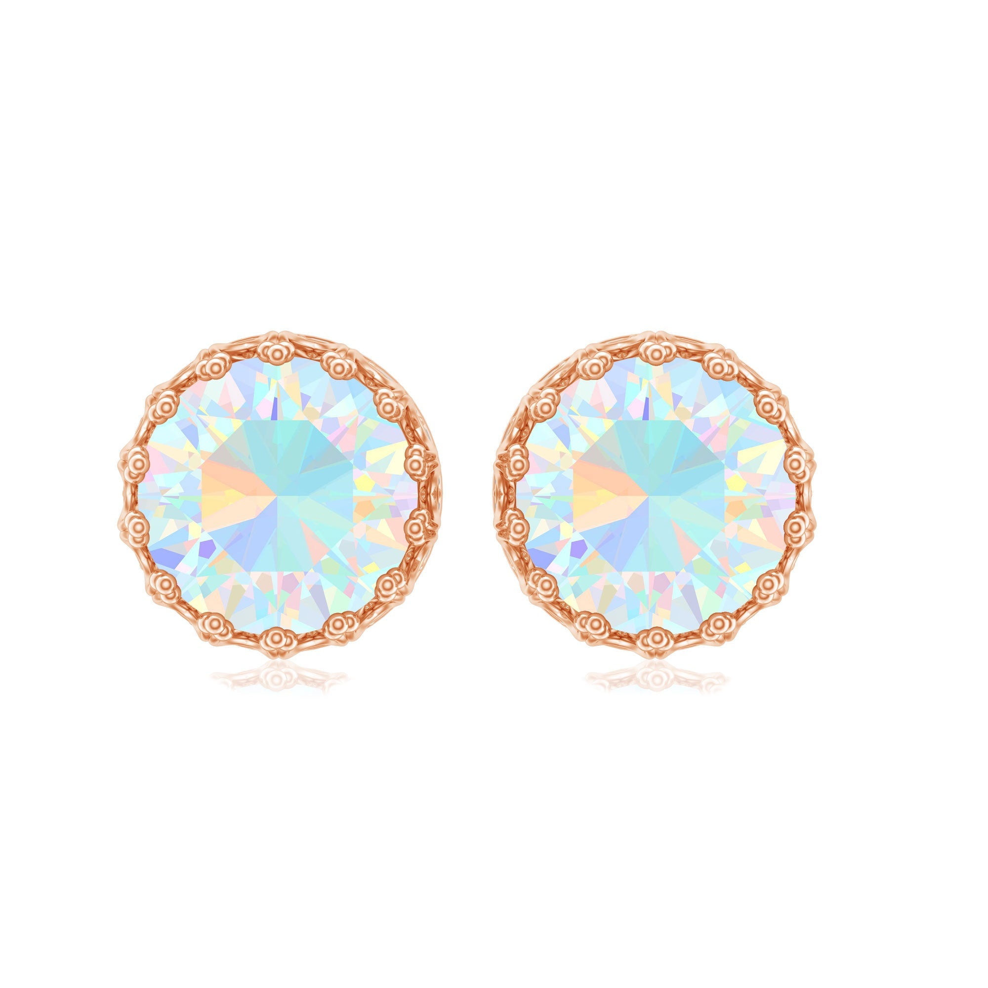 Real Ethiopian Opal Crown Stud Earrings with Certificate