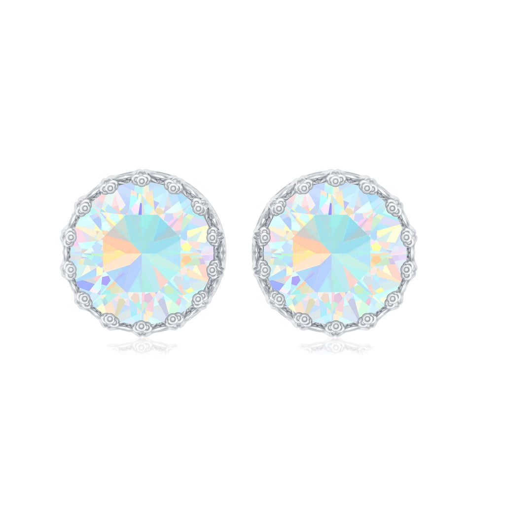 Real Ethiopian Opal Crown Stud Earrings with Certificate