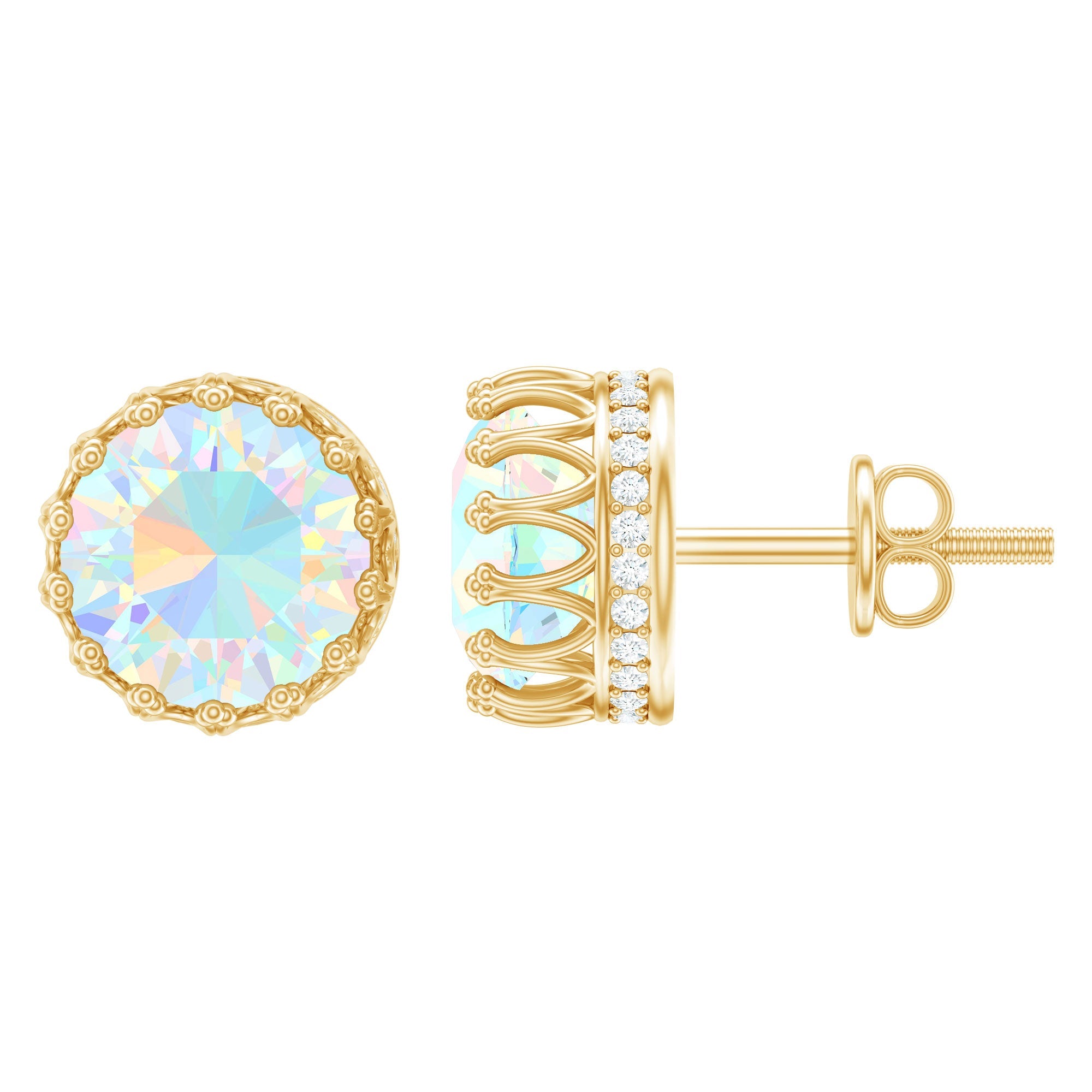 Real Ethiopian Opal Crown Stud Earrings with Certificate | Earrings | Wiccan Center