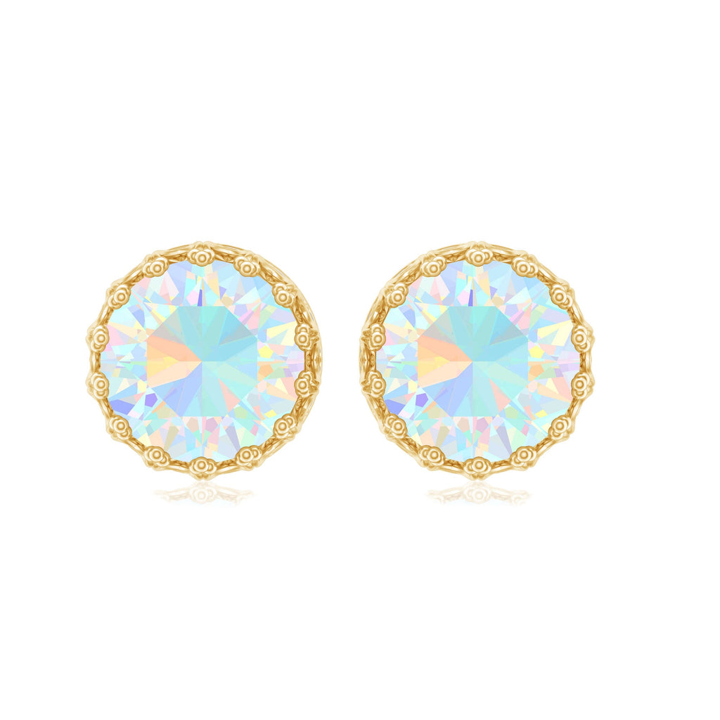 Real Ethiopian Opal Crown Stud Earrings with Certificate