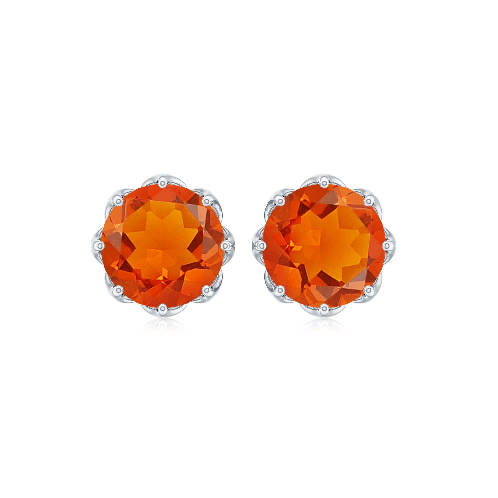 Natural Fire Opal Stud Earrings with Certificate