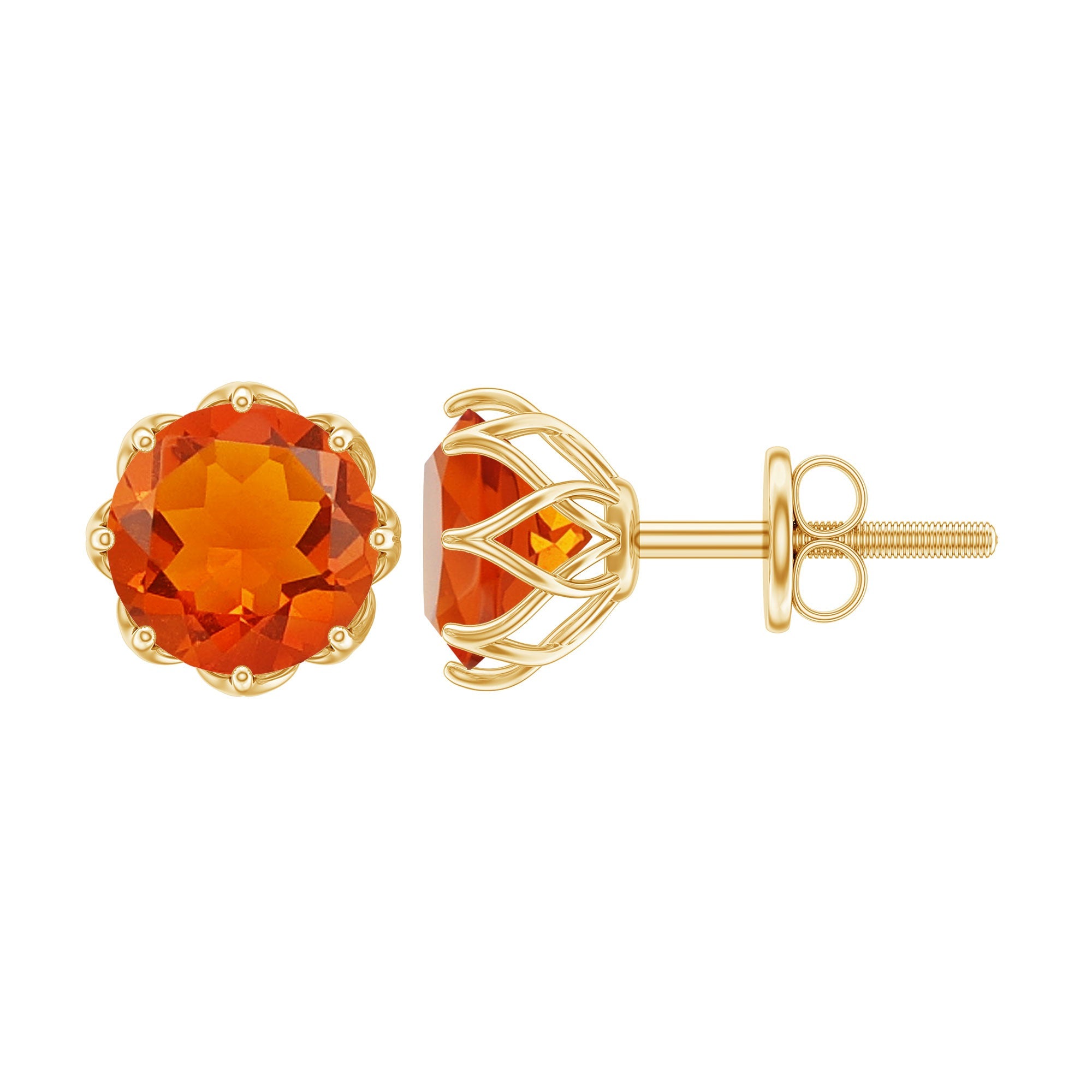 Natural Fire Opal Stud Earrings with Certificate | Earrings | Wiccan Center