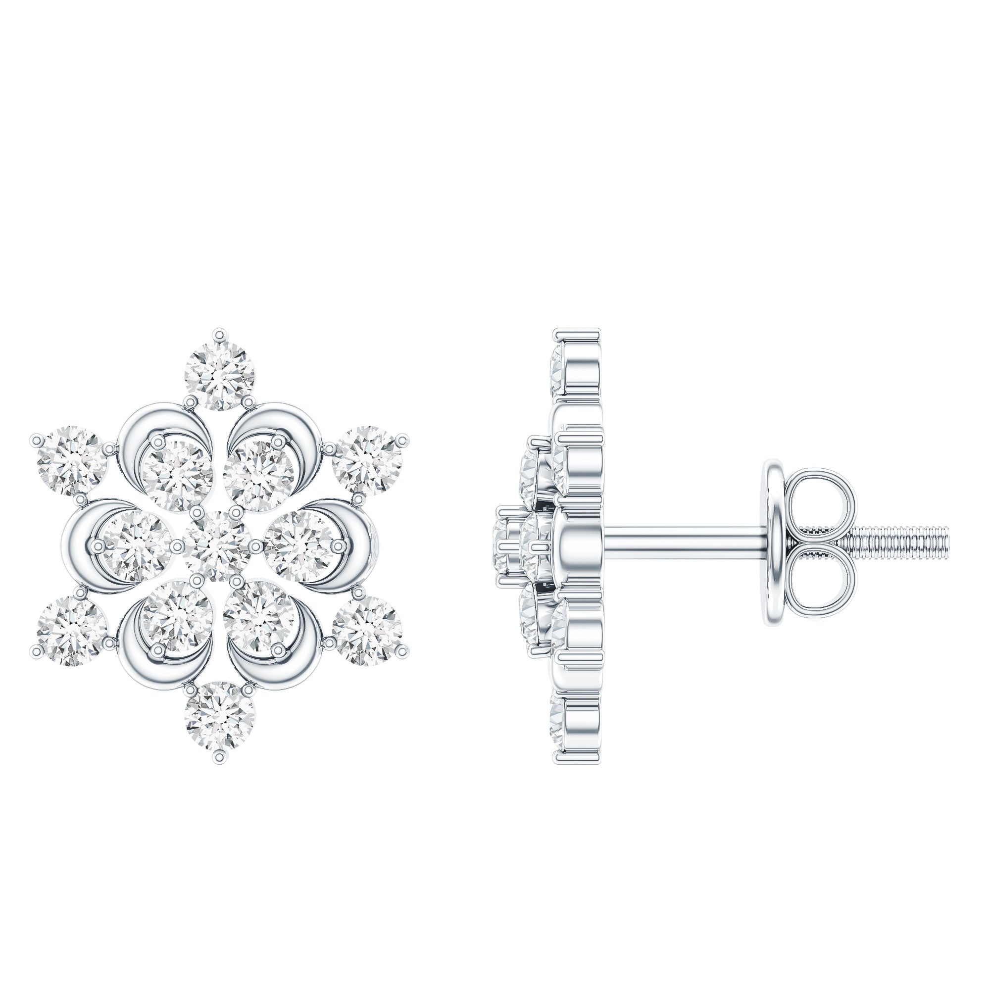 Certified Diamond Snowflake Stud Earrings | Earrings | Wiccan Center