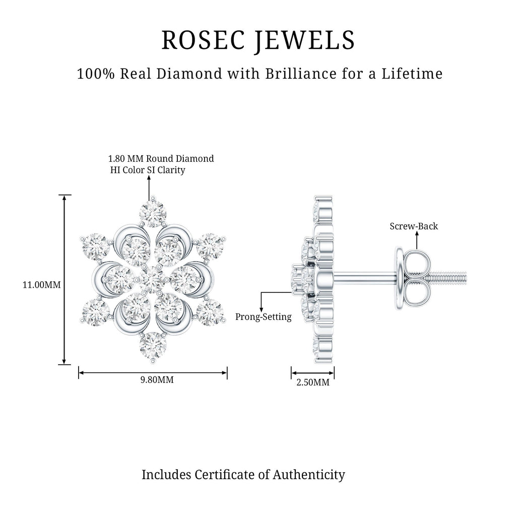 Certified Diamond Snowflake Stud Earrings