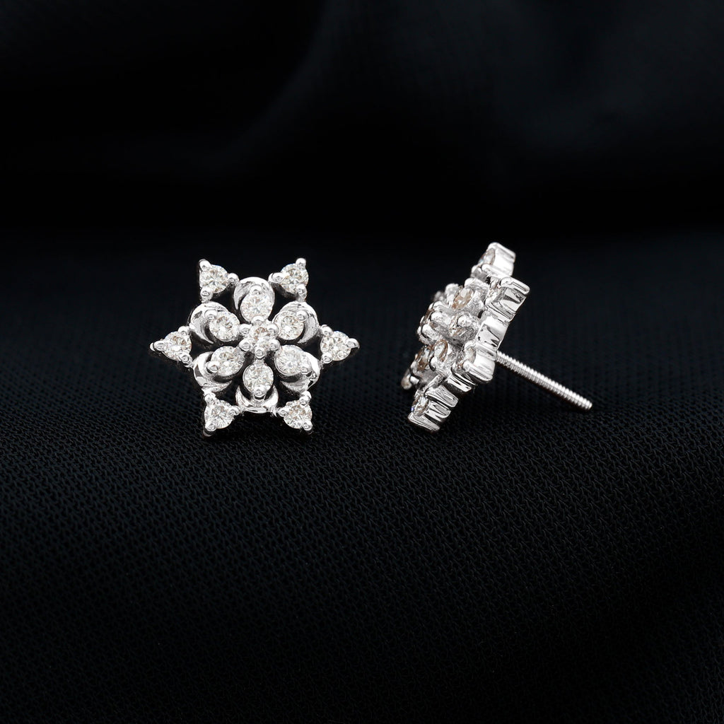 Certified Diamond Snowflake Stud Earrings