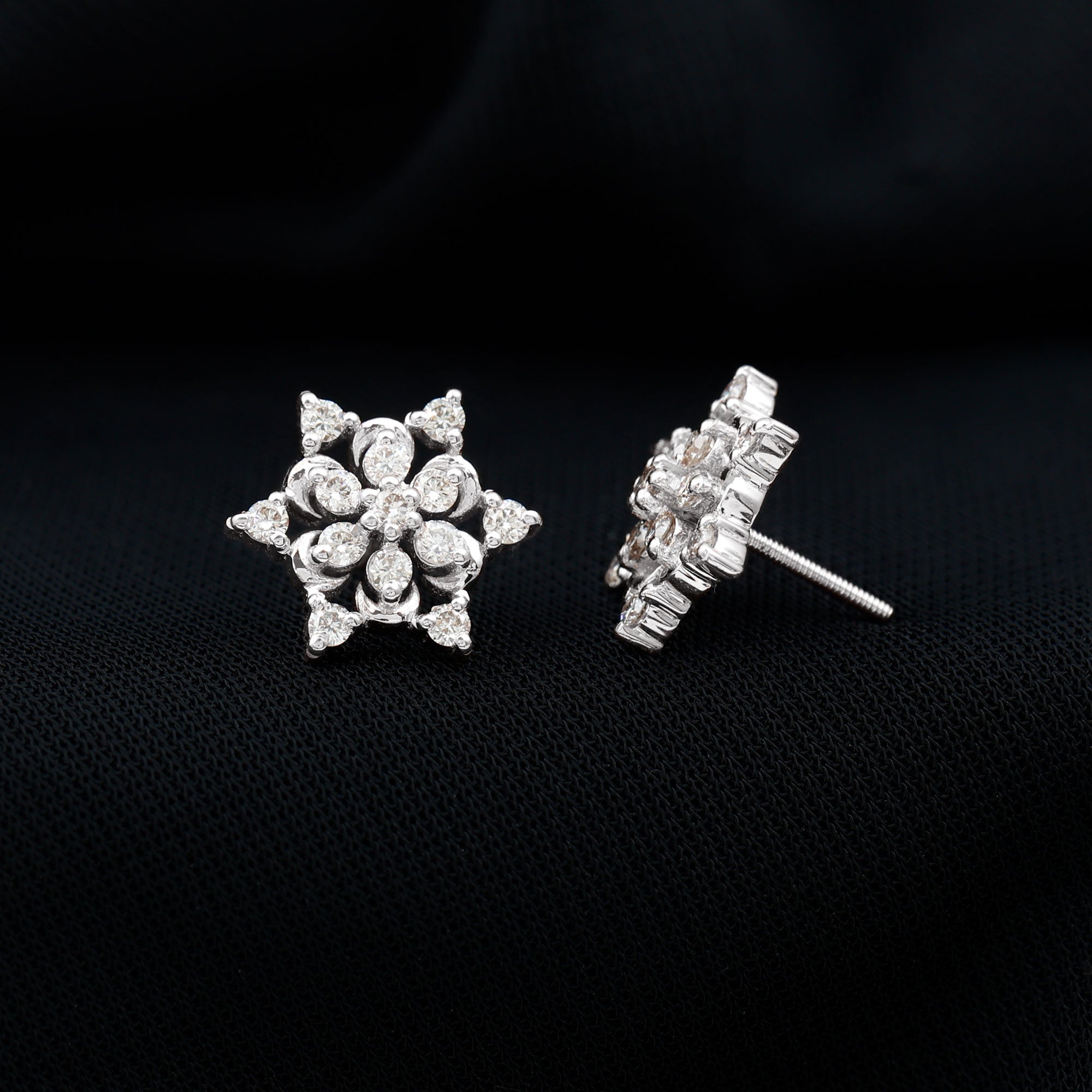 Certified Diamond Snowflake Stud Earrings