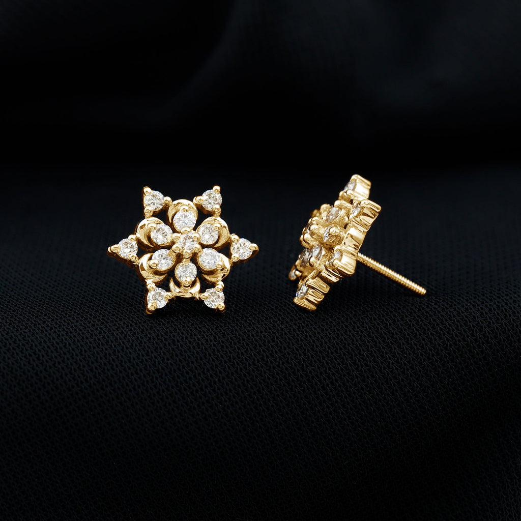 Certified Diamond Snowflake Stud Earrings