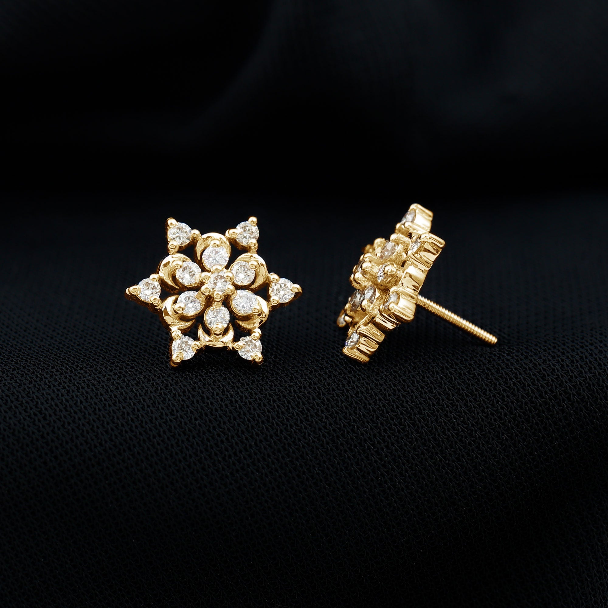 Certified Diamond Snowflake Stud Earrings