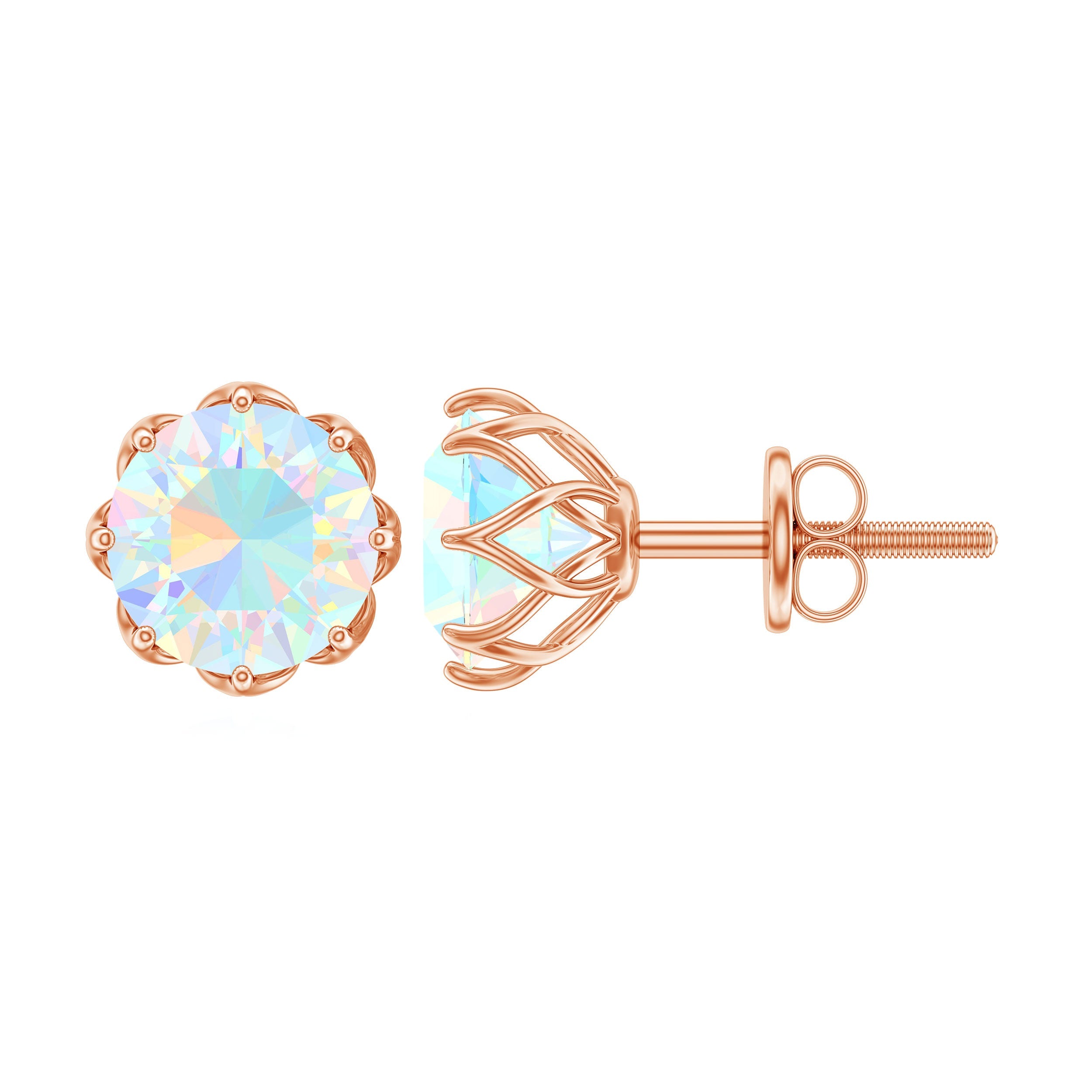 1.6 Carat Decorative Ethiopian Opal Solitaire Stud Earrings | Earrings | Wiccan Center
