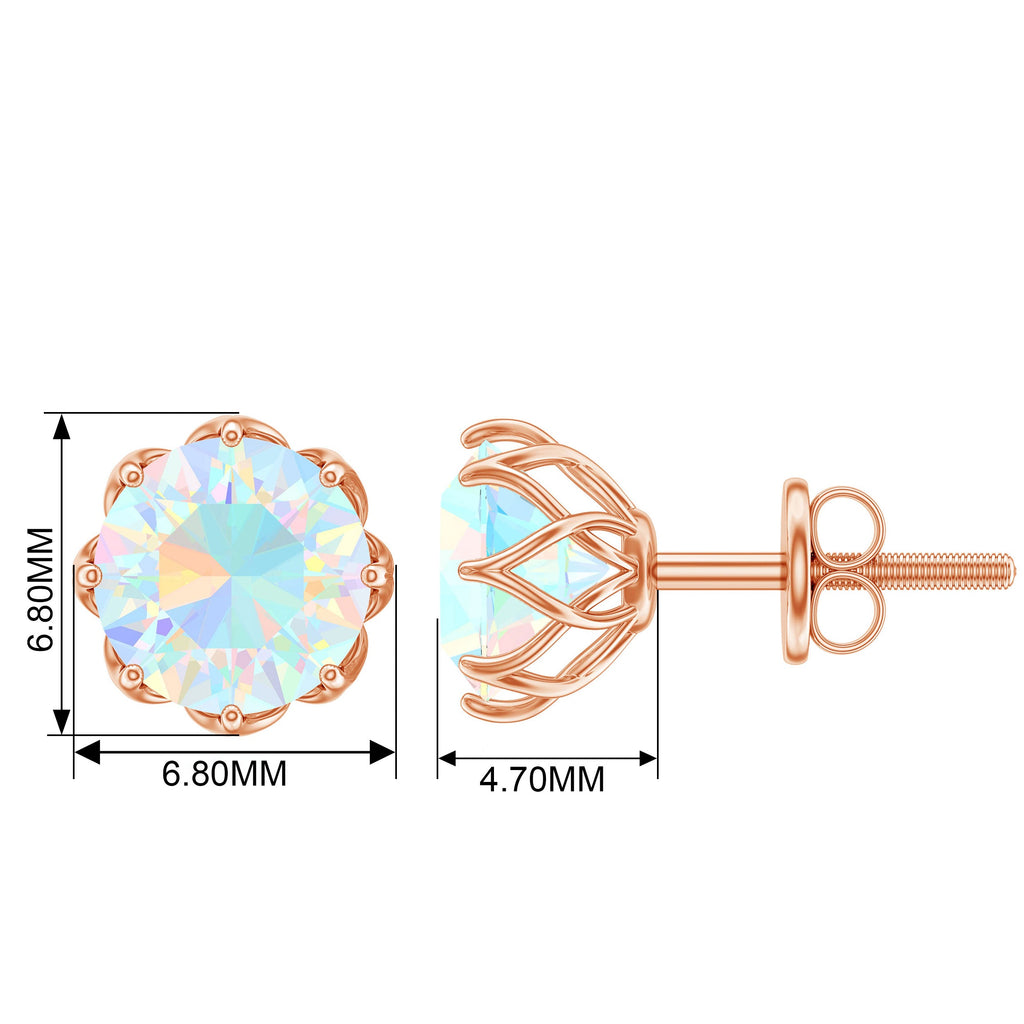 1.6 Carat Decorative Ethiopian Opal Solitaire Stud Earrings
