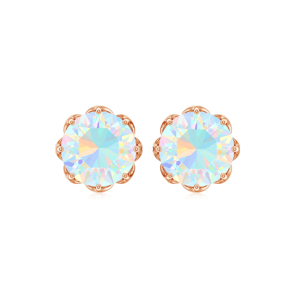 1.6 Carat Decorative Ethiopian Opal Solitaire Stud Earrings