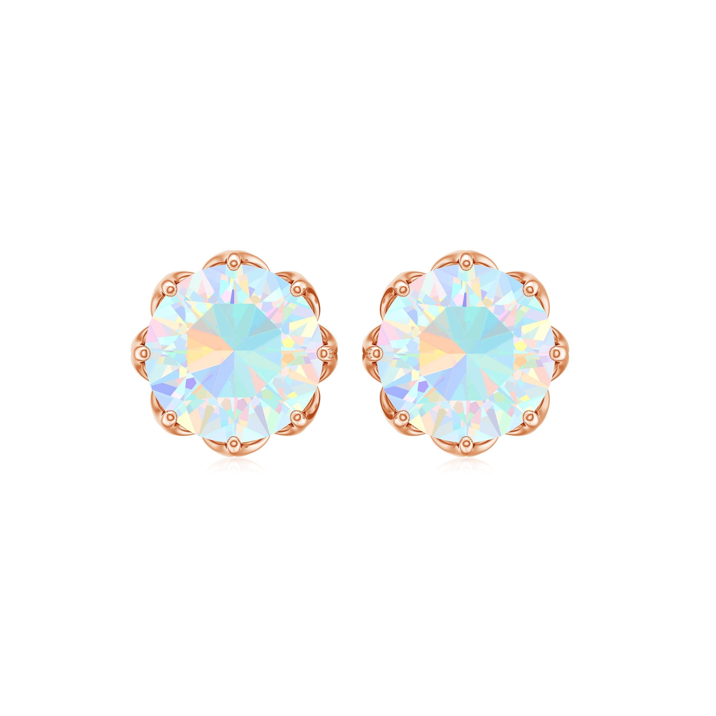 1.6 Carat Decorative Ethiopian Opal Solitaire Stud Earrings