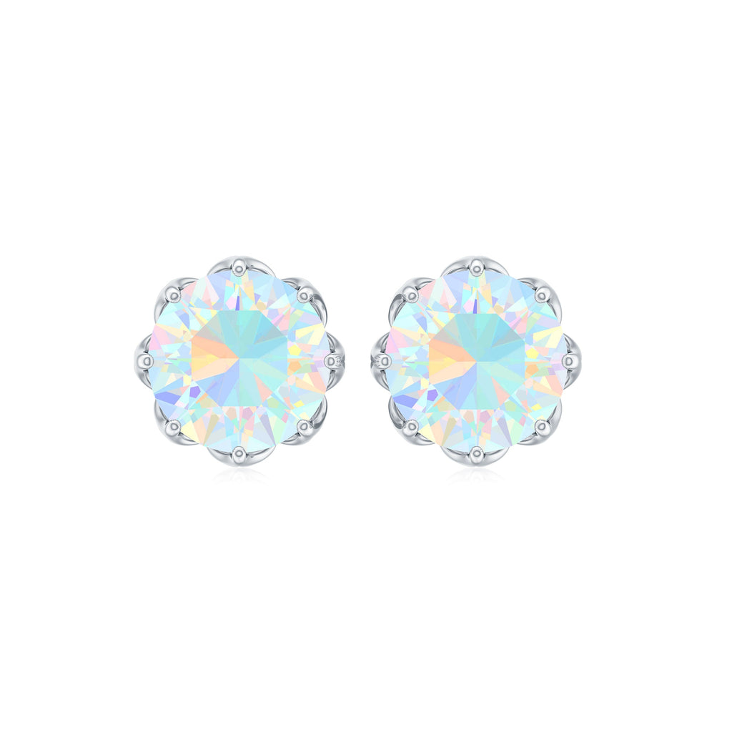 1.6 Carat Decorative Ethiopian Opal Solitaire Stud Earrings