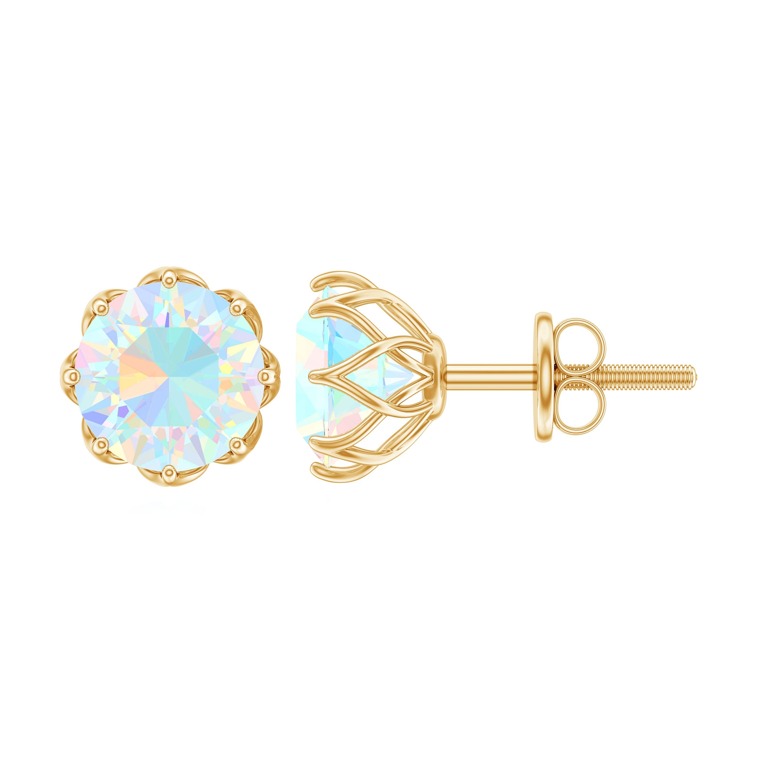 1.6 Carat Decorative Ethiopian Opal Solitaire Stud Earrings | Earrings | Wiccan Center