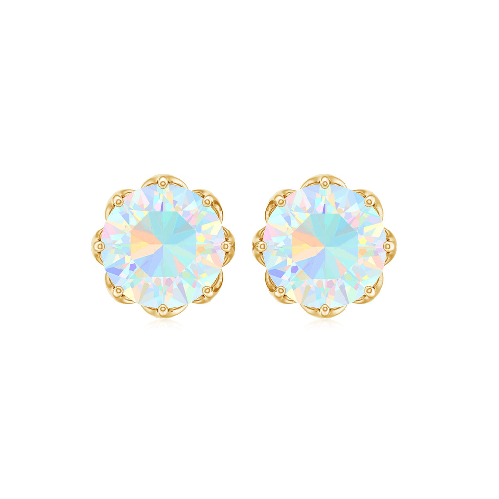 1.6 Carat Decorative Ethiopian Opal Solitaire Stud Earrings