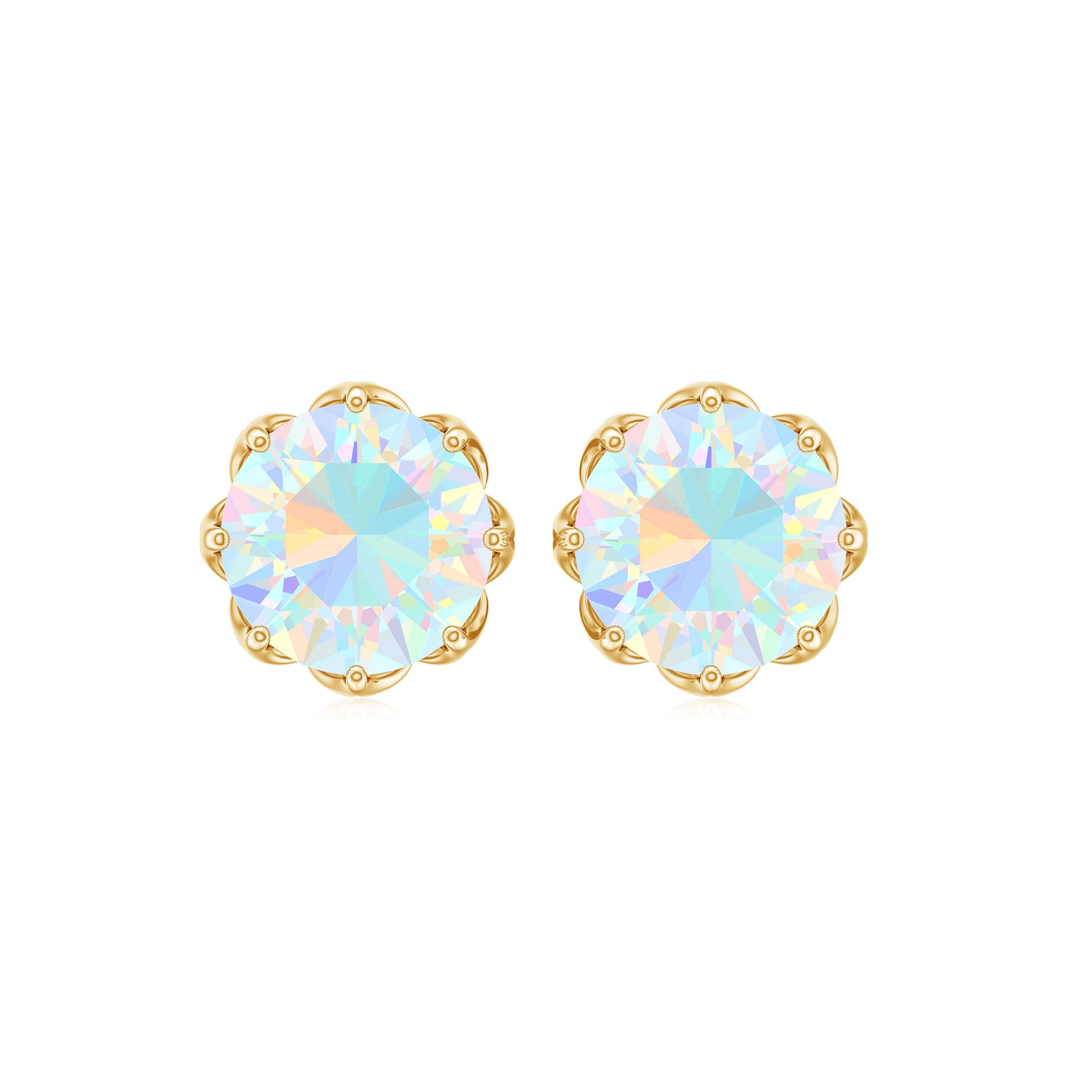 1.6 Carat Decorative Ethiopian Opal Solitaire Stud Earrings